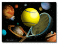 Image Tennis Greeting Cards - Cosmic Tennis